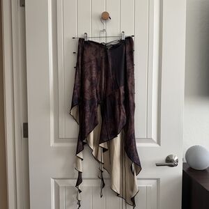 Bohemian Asymmetrical Skirt in Brown and Cream